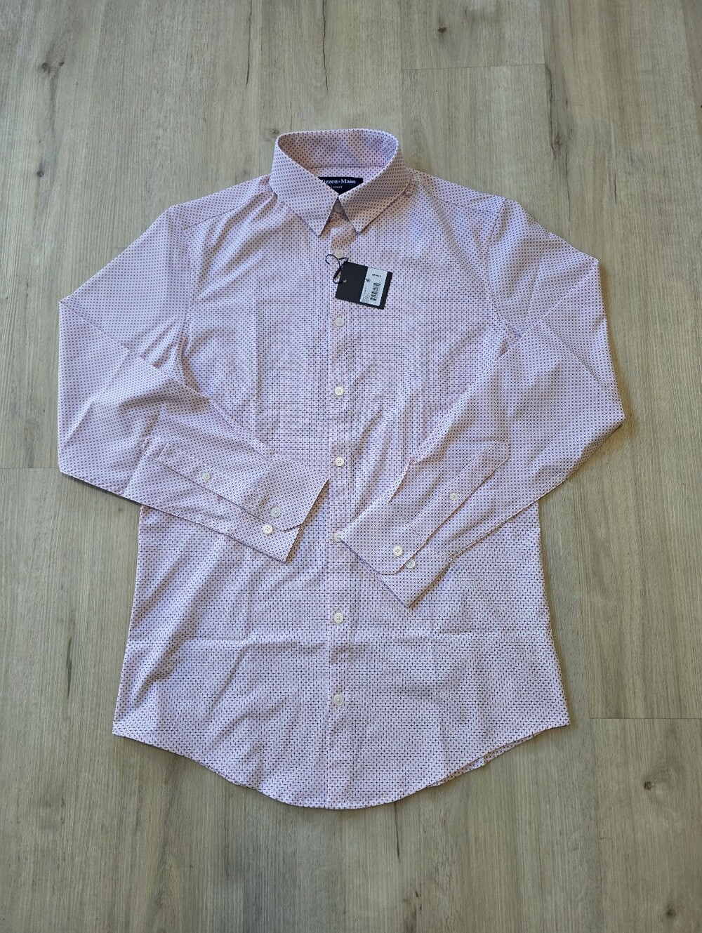 Mizzen+Main Leeward Long Sleeve Dress Shirt Size S Trim Wine Plus Print